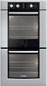 Bosch 500 Series HBN5650UC 27" Double Electric Wall Oven with Genuine European Convection in Upper Oven, 16 Cooking Modes in Upper Oven, Ergonomic Retractable Dials with Glass Touch Controls and Meat Probe: Stainless Steel