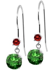 1.23 Ct Round Green Diamond Cognac Red Diamond 14K White Gold Earrings