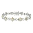 Beautiful! Sterling Silver Champagne and Clear CZ Flower Bracelet