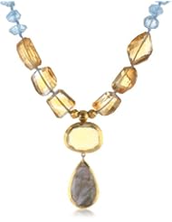 Nava Zahavi Aqua and Citrine Drops Labradorite and Cognac Quartz Necklace