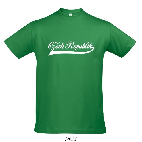 T-Shirt Tschechien Oldschool Czech Republic LÄNDERSHIRT EM / WM FAN Trikot S-XXL , Kelly green – weiß , L