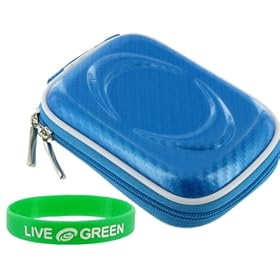 Hard Shell Carrying Case (Candy Blue) for Flip MinoHD Camcorder Black