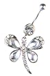 Stainless Steel Dragonfly Belly Ring with Clear CZ