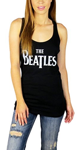 The Beatles Womens Long Racerback Tank Top Black