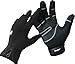 Andyshi Gloves Men Women Winter Outdoor Sports Anti-Slip Windproof Waterproof Touch Screen Cycling Riding Skiing Running Driving Thicken Warm Fleece Lined Elastic Zipper Glove (Black2, Large)