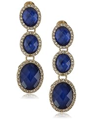 Anne Klein "Merry and Bright" Gold-Tone Pave Triple Drop Clip-On Earrings