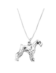 Sterling Silver 3 Dimensional Schnauzer Dog Necklace