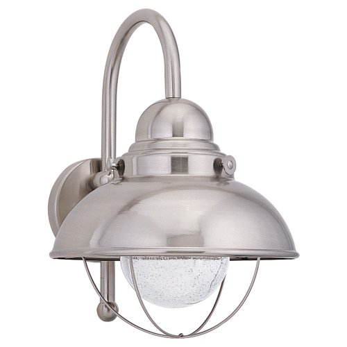 Sea Gull Lighting 89571PBLE-98 Outdoor Energy Star One-Light Wall Lantern, Brushed Stainless Steel Finish