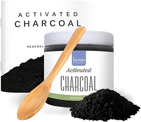 Activated Charcoal Powder - Detox Cleanse &amp; Facial Mask - 38 Page Book - Wooden Spoon -Natural Teeth Whitener - Safe, Rejuvenating Skin Care &amp; Blackhead Remover - Made in the USA