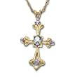 10k Yellow Gold Aquamarine Cross Pendant w/ Diamond Accent
