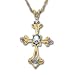 10k Yellow Gold Aquamarine Cross Pendant w/ Diamond Accent