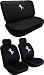 Front Low Back Seat Covers and Bench Black Seat Cover Set - Mustang Horse Pony Custom Embroidered Logo