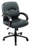 Office Star Products Work Smart Mid Back Executive Leather Chair with Wood Arms