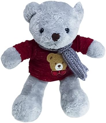 Adorable Soft Plush Cuddly Classic Gray Winter Time Teddy Bear Chngable Outfits 14"
