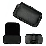 Executive Black Horizontal Leather Side Case Pouch with Belt Clip and Belt  ....
