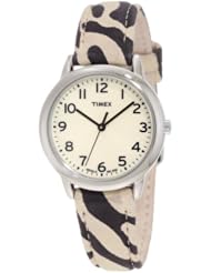 Timex Womens T2N967 Elevated Classics Black Zebra Patterned Strap Watch