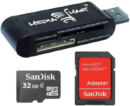 SanDisk microSDHC 32GB Flash Memory Card SDSDQM-032G-B35,Black with 19-in-1 USB 2.0 Flash Memory Card Reader