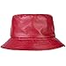 ZLYC Unisex Fashion Bucket Hat PU Leather Rain Hat Waterproof (Red)