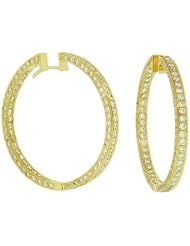 Diamond Earrings - Eternity Diamond Hoop Earrings in 18k Yellow Gold