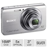 Sony Cyber-shot DSCW650 16.1 MP Digital Camera with 5x Optical Zoom and 3.0-Inch LCD (Silver) (2012 Model)