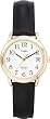 Timex Women's Easy Reader T2H341 Black Leather Quartz Watch with White Dial