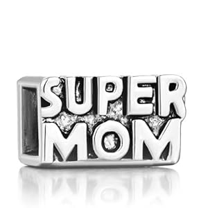 Pugster Bead Cube Super Mom European Charm Bead Fit Pandora Chamilia Biagi Charm Bracelet