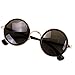 FUNOC Womens Mens Unisex Round Retro Vintage Sunglasses Circle Mirror Lens (Gold Black)