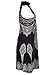 MAKIYO Women's totem pattern Floral Print mini Sleeveless dress Club Dance skirt (Black)