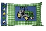 John Deere Farming Green Plaid - Boys Bedding Pillow Case / Pillowcover