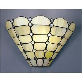 Floral Series Beige and White Geometric Wall Sconce by Dale Tiffany Lamps