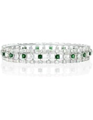 Diamond and Tsavorite 18k White Gold Bangle Bracelet