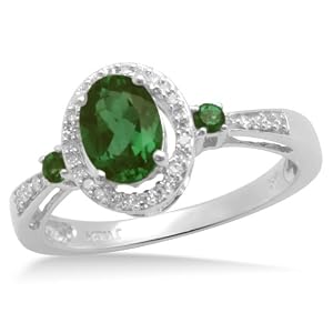 Buy 10k White Gold Oval and Round Created Emerald Diamond Ring (1 12 cttw, J-K Color, I2-I3 Clarity) by Amazon.com Collection