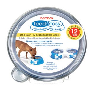 Bamboo Feed & Toss 12oz Disposable Dog Bowl Liners 12 Pack