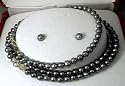 14k FW Black Pearl Bracelet, Necklace & Earring set