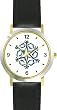 Snowflake or Snow Flake Christmas Theme - WATCHBUDDY&reg; DELUXE TWO-TONE THEME WATCH - Arabic Numbers - Black Leather Strap-Size-Large ( Men's Size or Jumbo Women's Size )