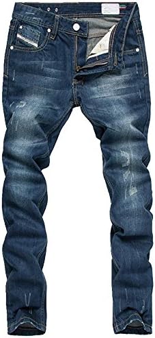 Jiaka Men's Jeans Torn Jeans Frayed Patched Holey Washed Words Straight Leg Fitted