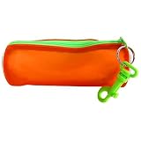 ORANGE ZIPPERED SEMI HARD EYEGLASS CASE W HOOK by