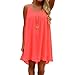 Womens Spaghetti Strap Back Howllow Out Summer Chiffon Beach Short Dress Orange Large
