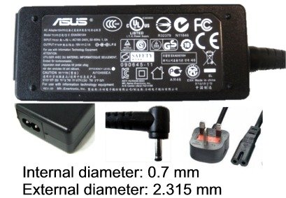 Genuine Original Asus Ac Adapter For Asus Eee Pc 1008ha 1008hag 1008p 19v 2.1a 40w Charger Power Supply Picture
