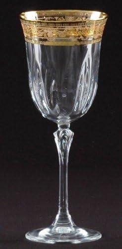 Set of Six 24% Lead Crystal Amber Gold Water Goblets