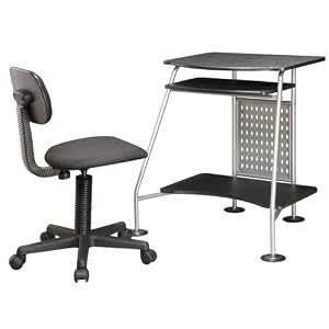 Metal Computer Desk and Chair - Black