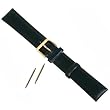 18mm Long Watch Band Black Classic Oilskin Leather