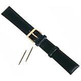 18mm Long Watch Band Black Classic Oilskin Leather