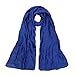 Premium Large Silky Plain Satin Oblong Scarf Wrap, Blue