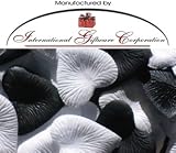 Heart Shaped Silk Rose Petals Wedding Favors Decor - 200 Count - Black & White