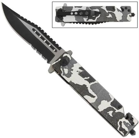 Adrenaline Rush Snow Camo Spring Assist Knife