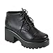 Reneeze 0124JD04 Womens Trendy Platform Lace-up Casual Shoes with Toe Cap - BLACK