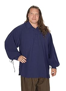 Dress Like a Pirate Historically Accurate Heavy Cotton Morgan Shirt (Medium, Royal Blue)