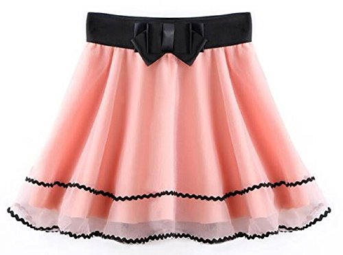 (コーラルリーフ) Coral Reef シフォン フレア スカート ミニ リボン きれいめ ひざ 上 丈 ピンク 白