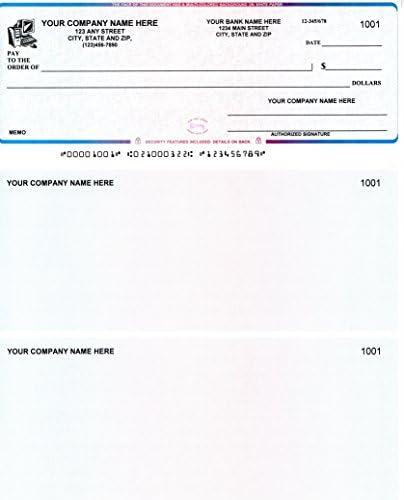 Quickbooks / Quicken Checks - 250 Printed Computer Laser Checks - Check on Top - Blue Red Blue Prismatic